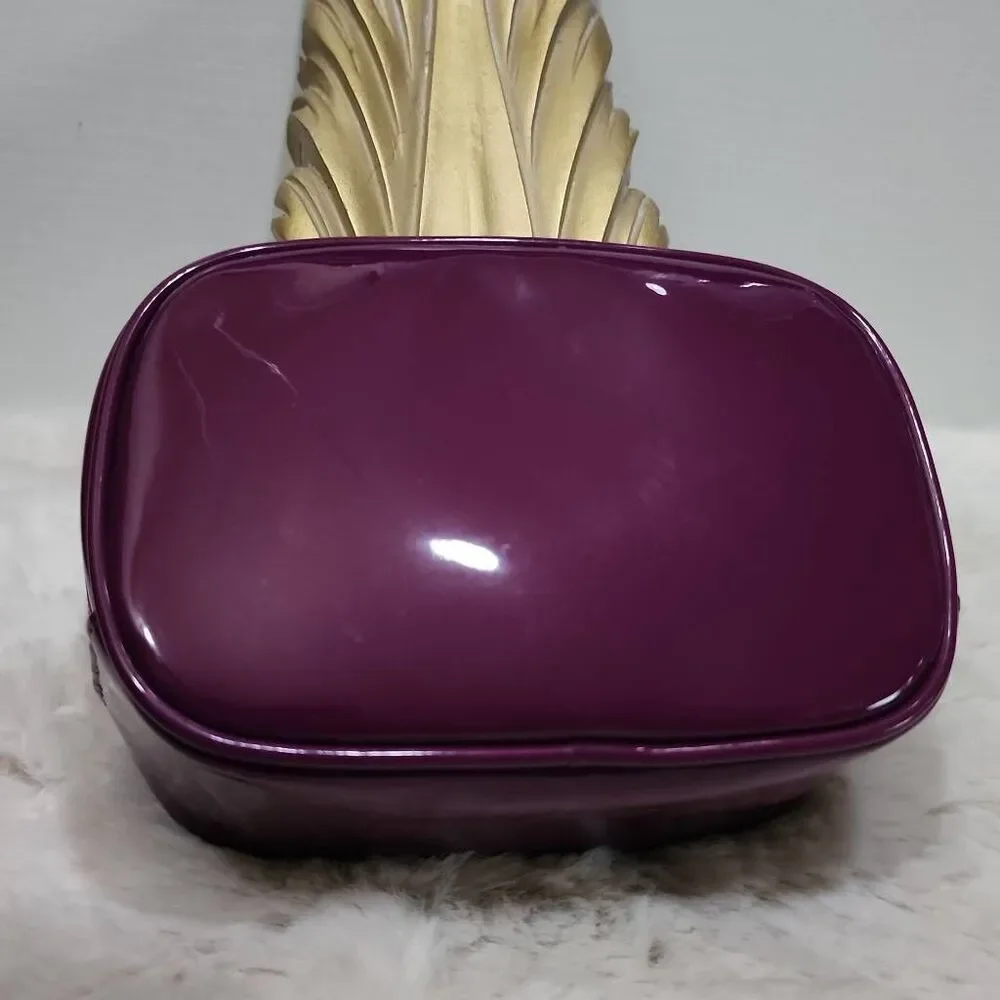 Tory Burch Stacked Patent Small Cosmetic Case Purple